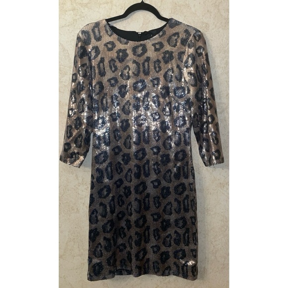 Nicole Miller Sequin Leopard Print Dress - Picture 2 of 8